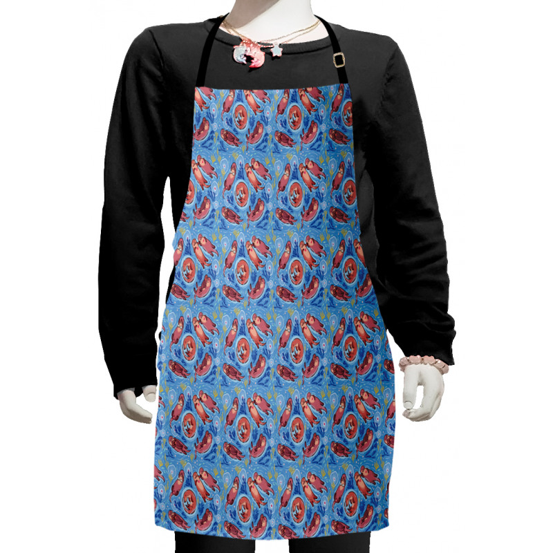 Cartoon Otters Seaweed Kids Apron