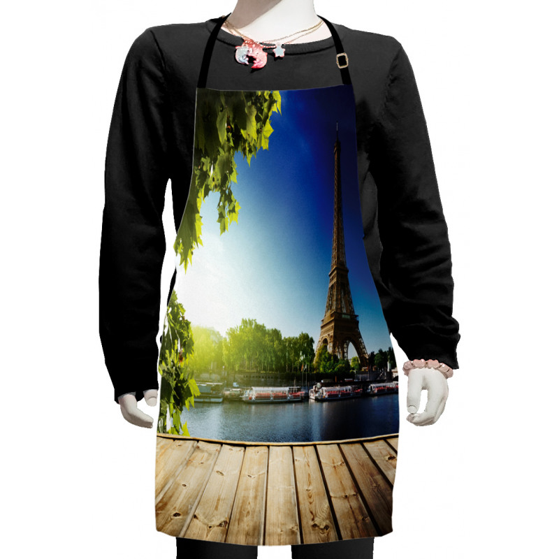 Eiffel Tower Wood Pier Seine Kids Apron