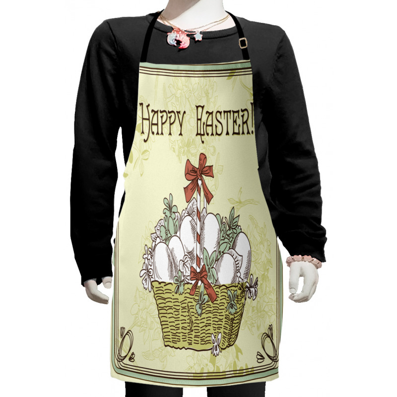 Vintage Ribbon Basket Eggs Kids Apron