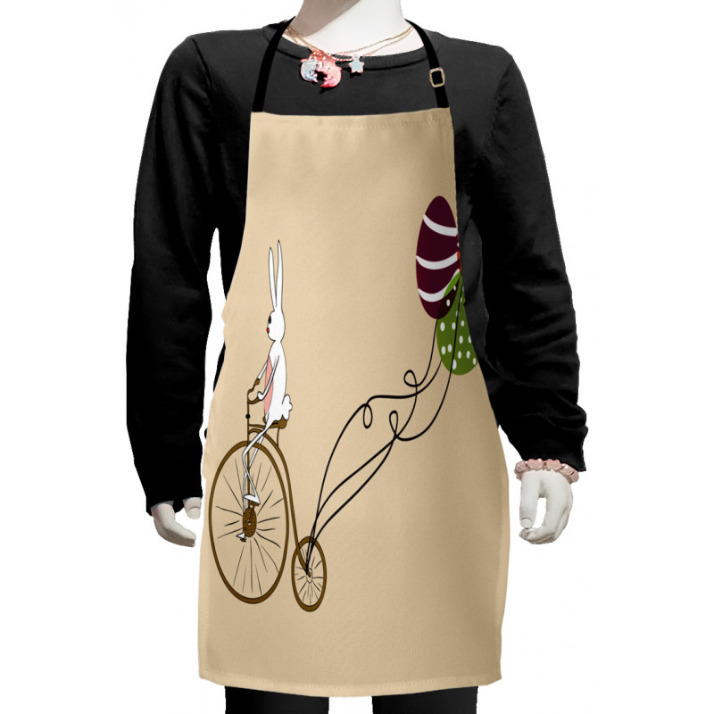 Bunny on Bike Egg Balloons Kids Apron