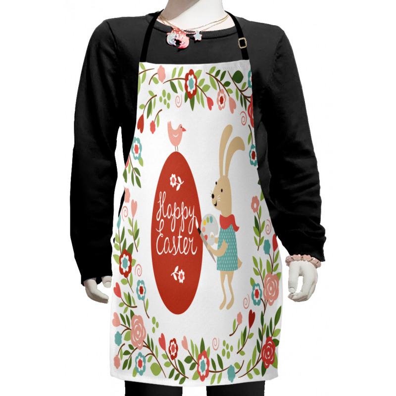 Egg Bunny Bloom Floral Frame Kids Apron