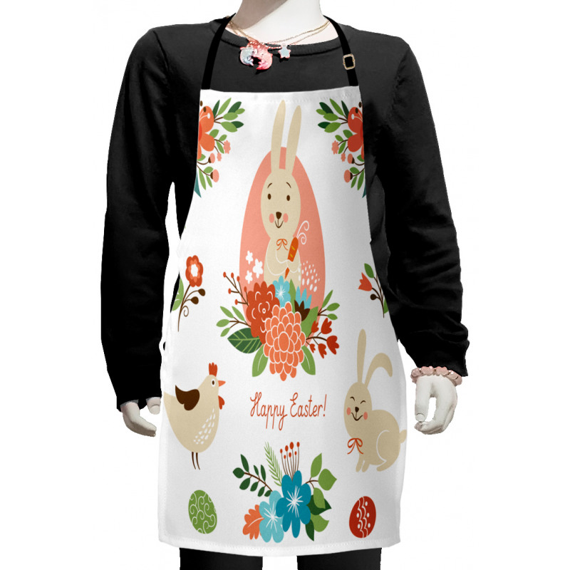 Pastel Bunny Flowers Cartoon Kids Apron