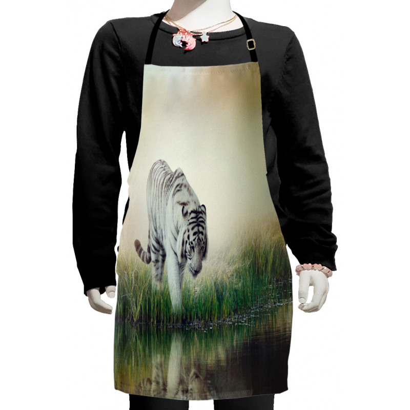 Albino Tiger Near a River Kids Apron