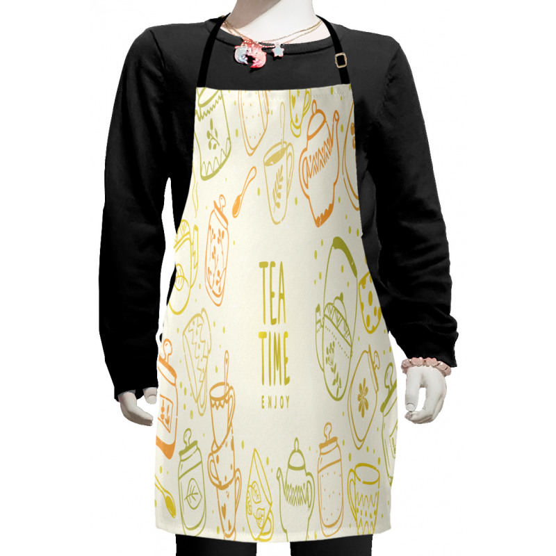 Doodle Kettles and Mugs Kids Apron