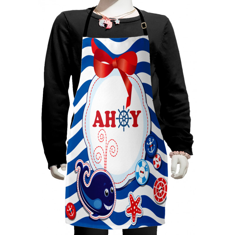 Marine Ahoy Cartoon Whale Kids Apron