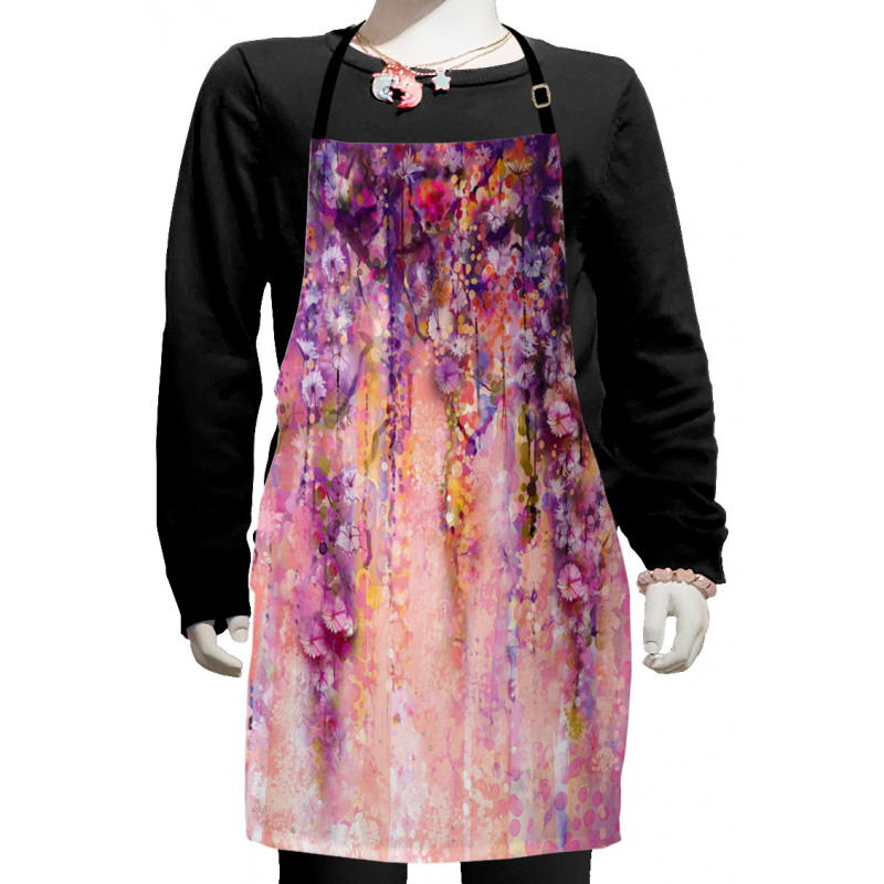 Watercolor Wisteria Blooms Kids Apron