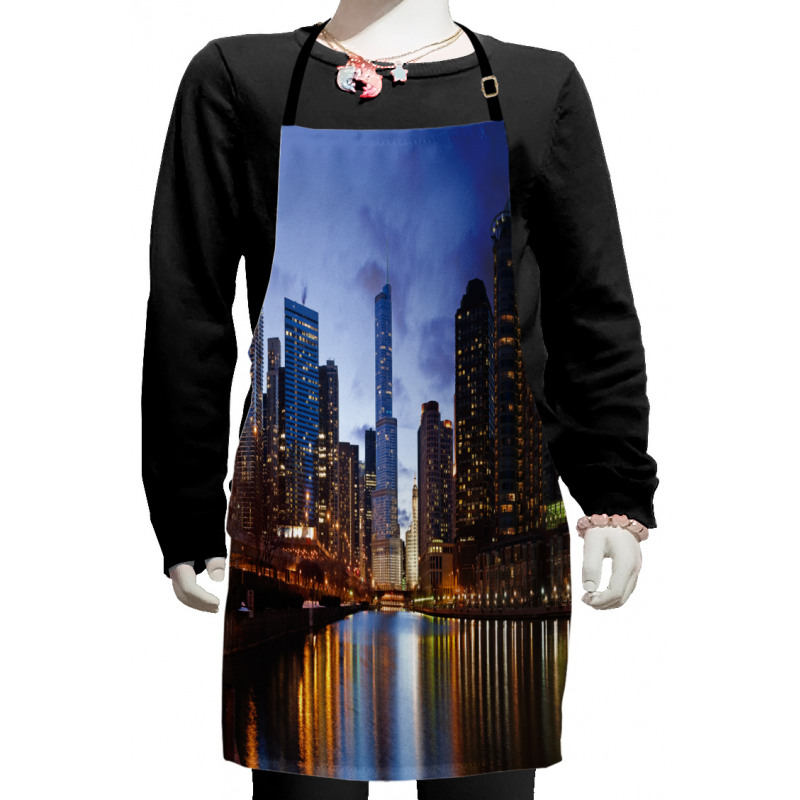 Chicago Riverside at Night Kids Apron