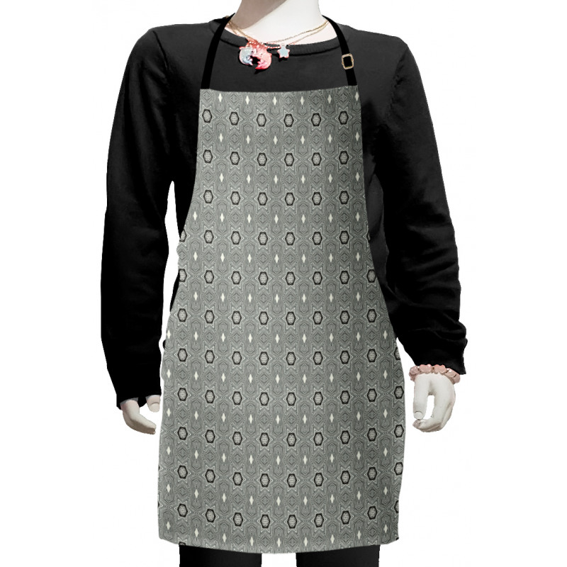 Floral Hatched Motifs Kids Apron