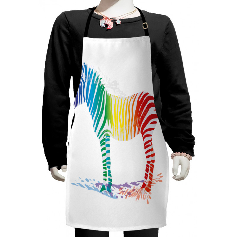 Zebra Rainbow Colors Kids Apron