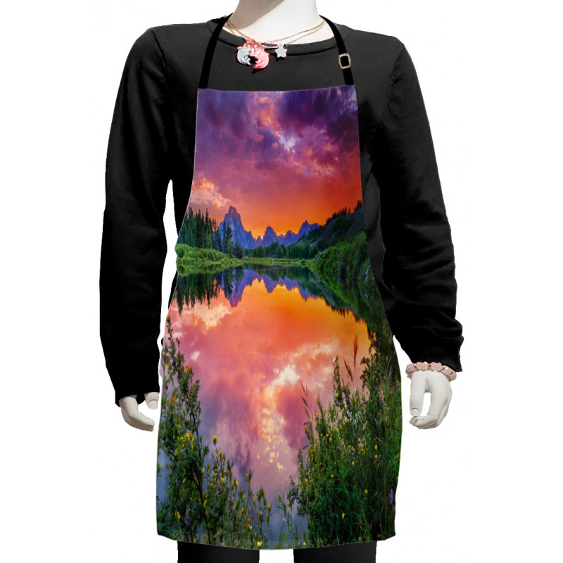 Sunset Reflection River Kids Apron