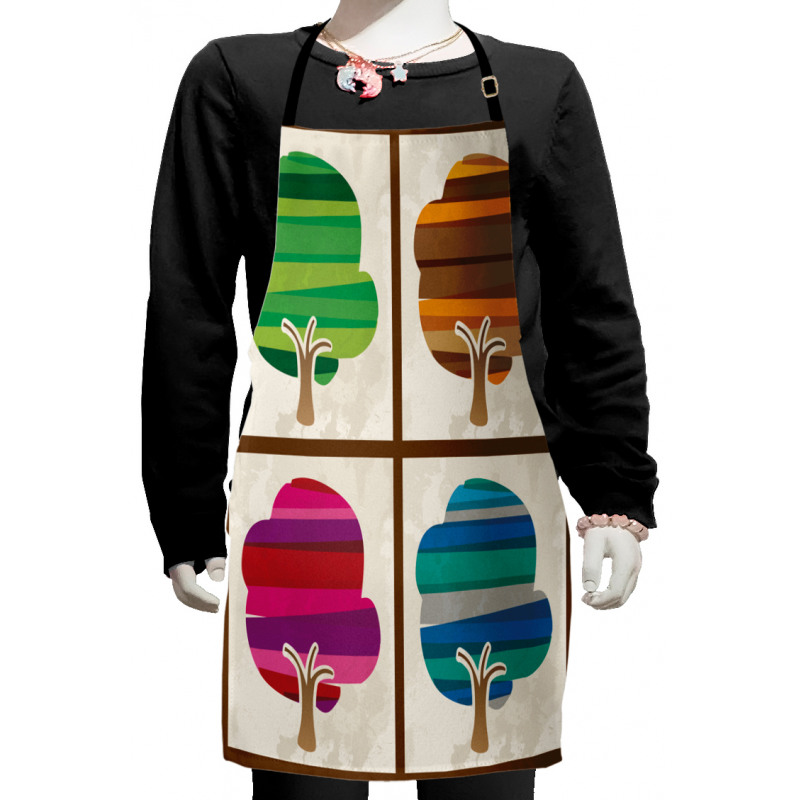 Striped Fall Silhouettes Kids Apron