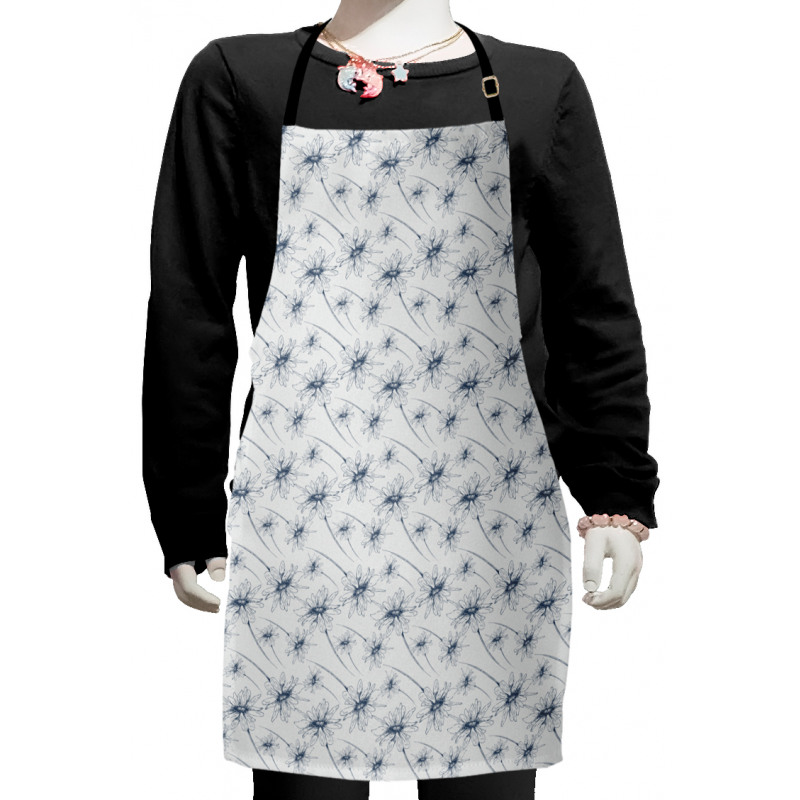 Hand Drawn Flower Branches Kids Apron