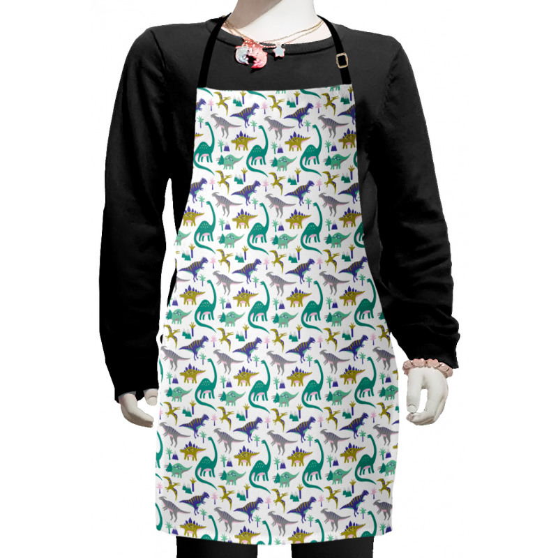 Dinosaurs Mountains Trees Kids Apron