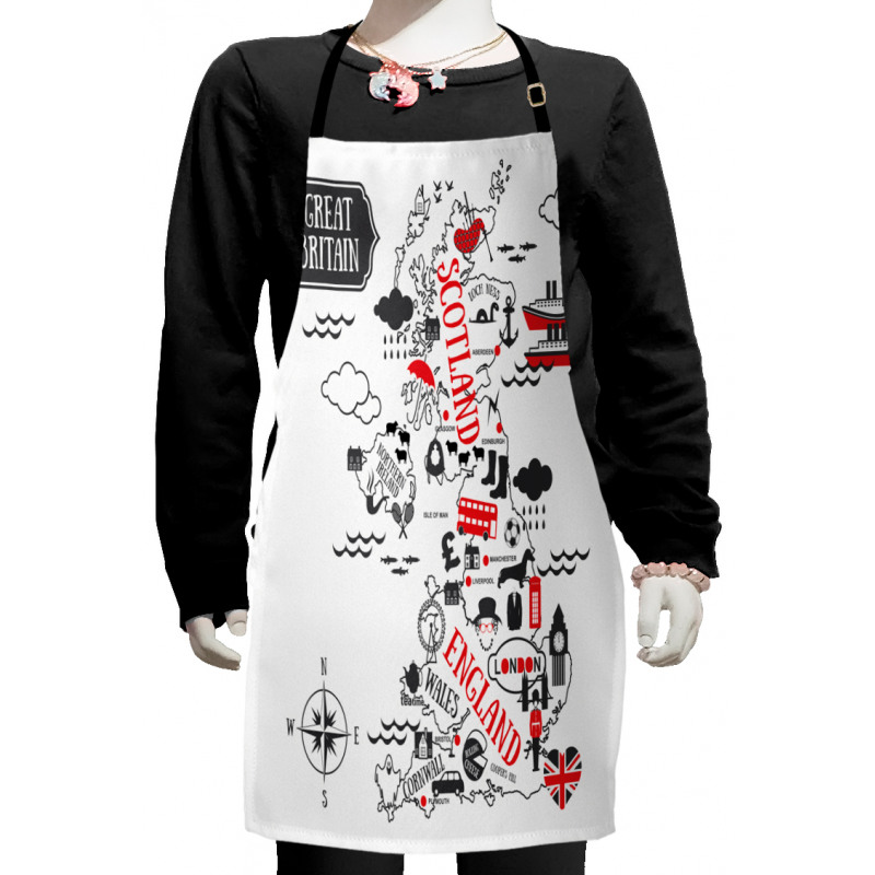 Typography with Map Doodle Kids Apron