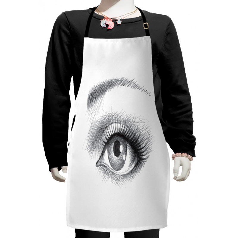 Ladies Eye in Pencil Sketch Kids Apron