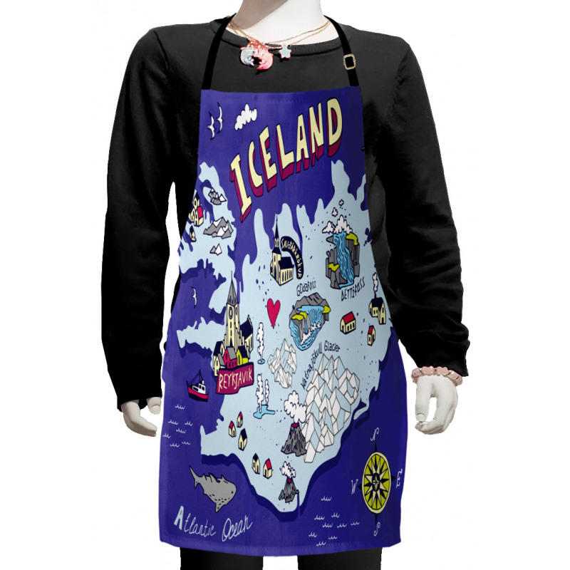 Doodle Icelandic Map Kids Apron