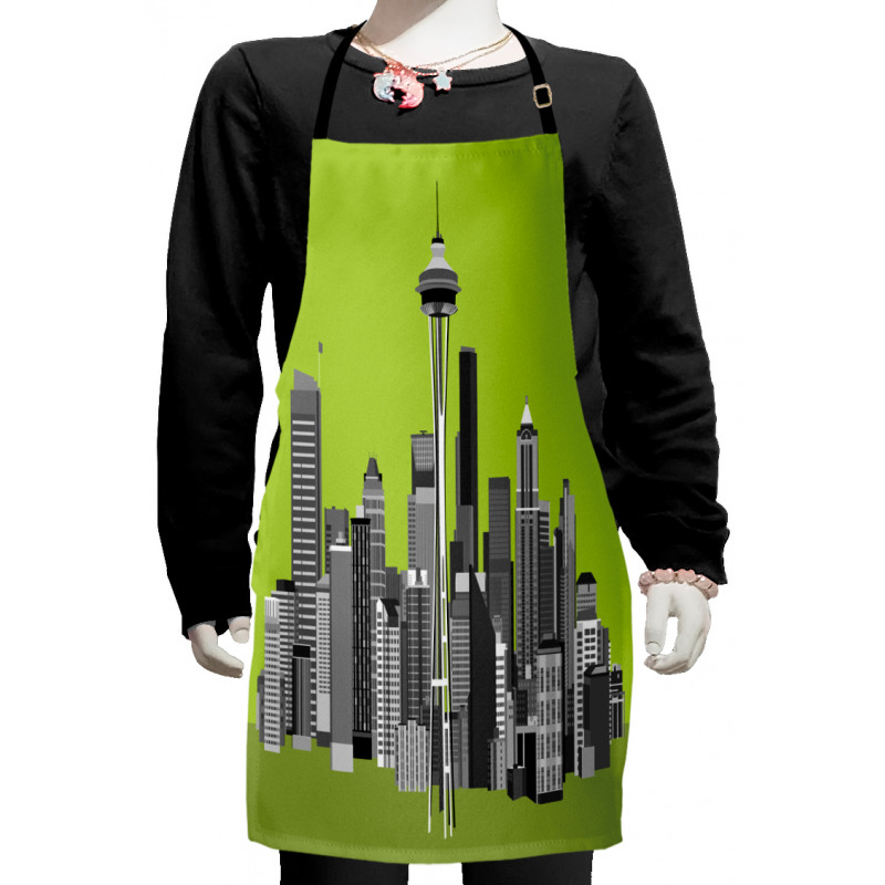 Greyscale Buildings Kids Apron