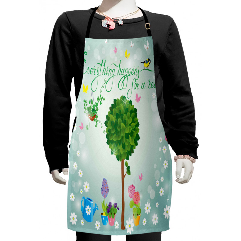 Daisies Flowers in Pot Birds Kids Apron