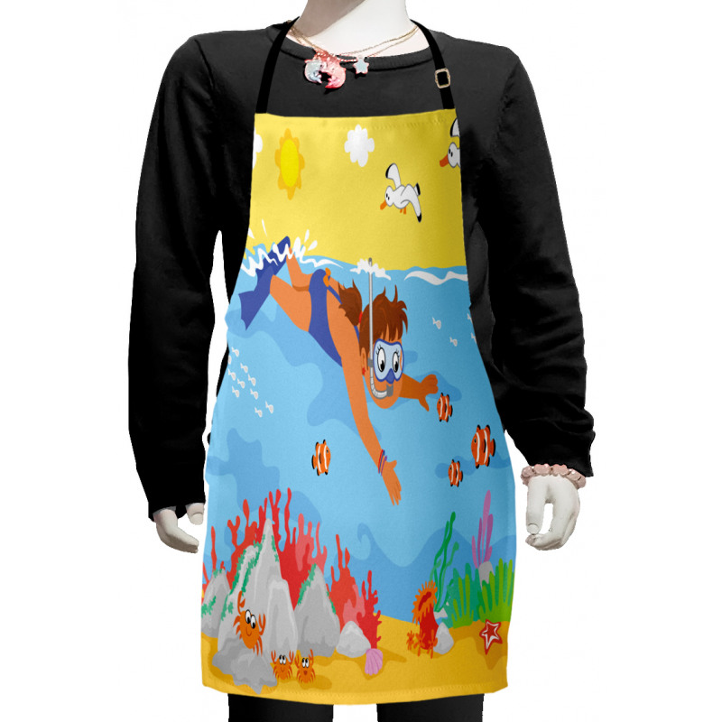 Girl Diving Nautical Layout Kids Apron