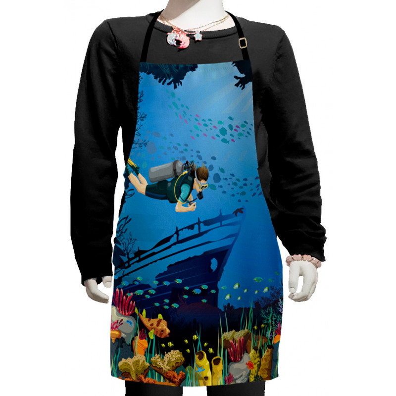 Graphics of Diver Shipwreck Kids Apron