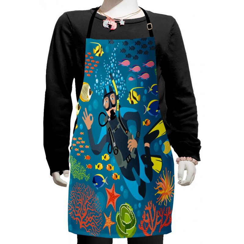 Graphics of Various Sea Kids Apron