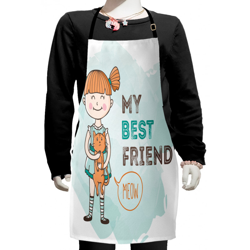 Girl Holding a Cat Kids Apron