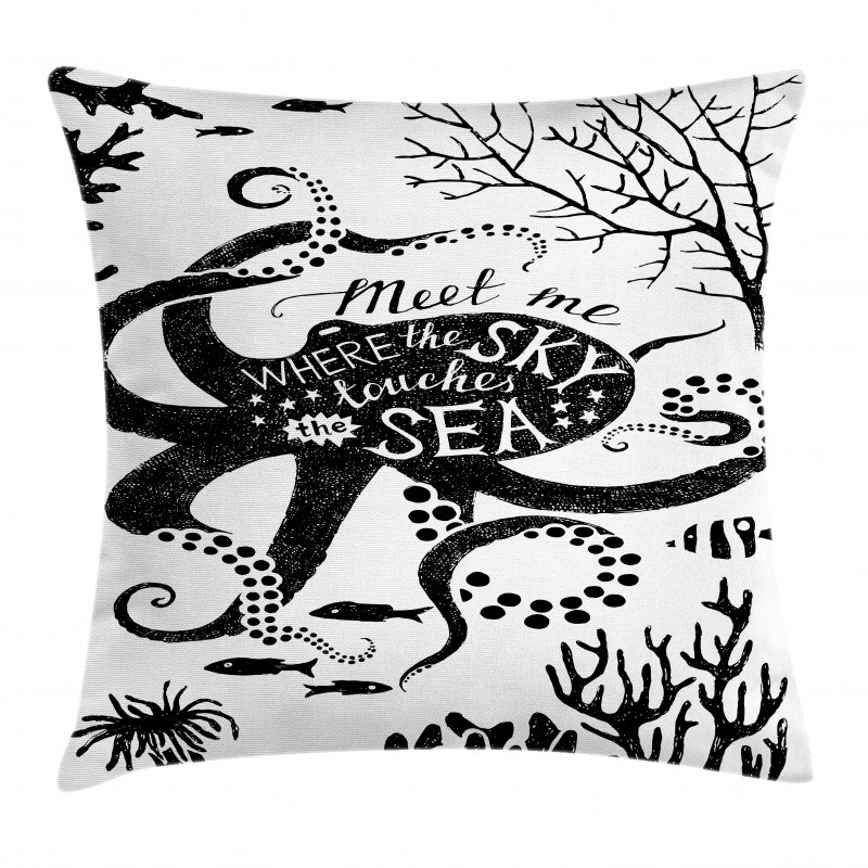 Romantic Saying and Undersea Pillow Cover