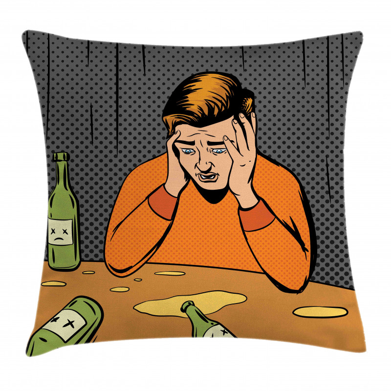 Drunk Man and Empty Bottles Pillow Cover