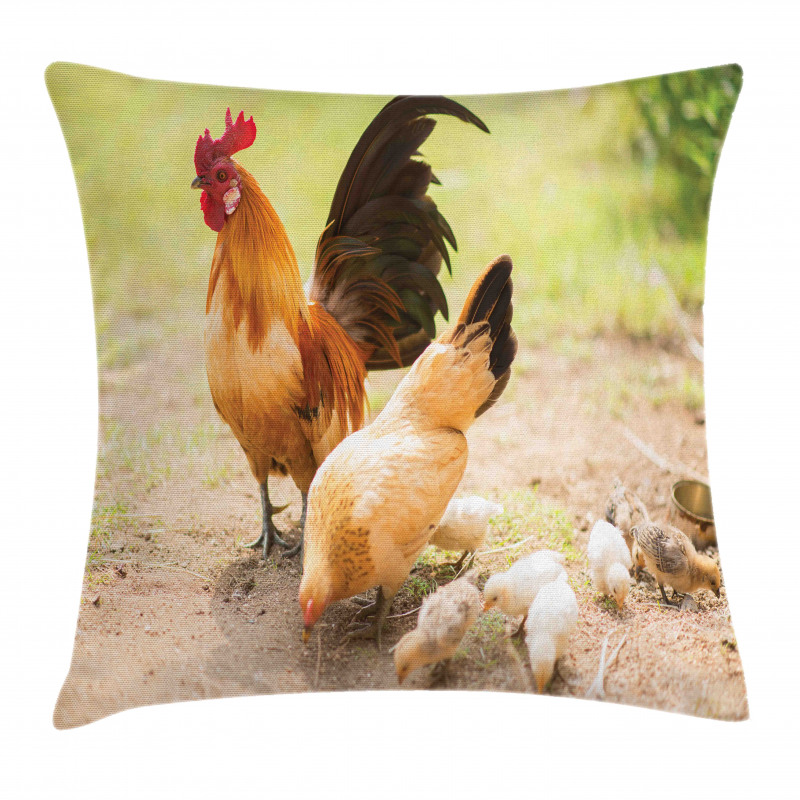 Chicken Family Photo Pillow Cover