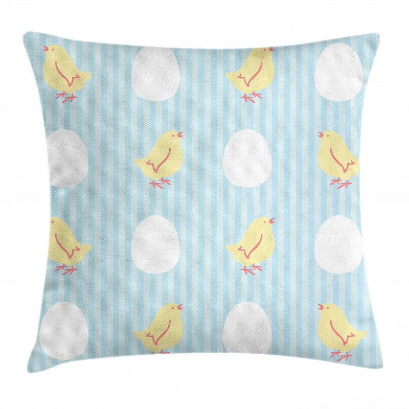 Baby Animal and Eggs Stripes Pillow Cover