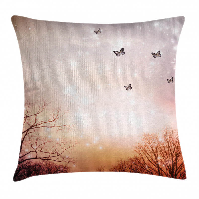 Butterflies Trees Sky Pillow Cover