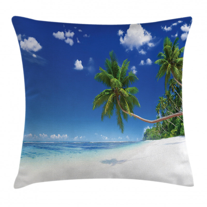 Lagoon Palm Leaf Clouds Pillow Cover