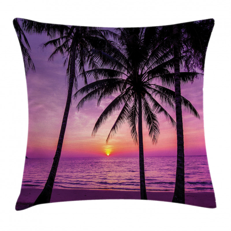 Palms Silhouette Purple Pillow Cover