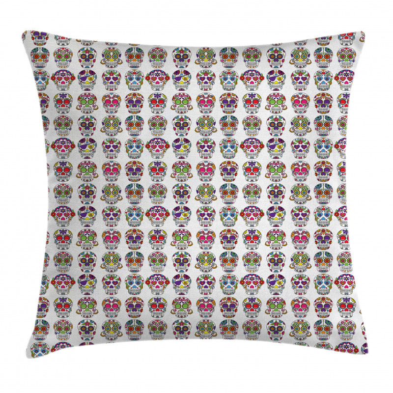 Skulls with Flowers Pillow Cover