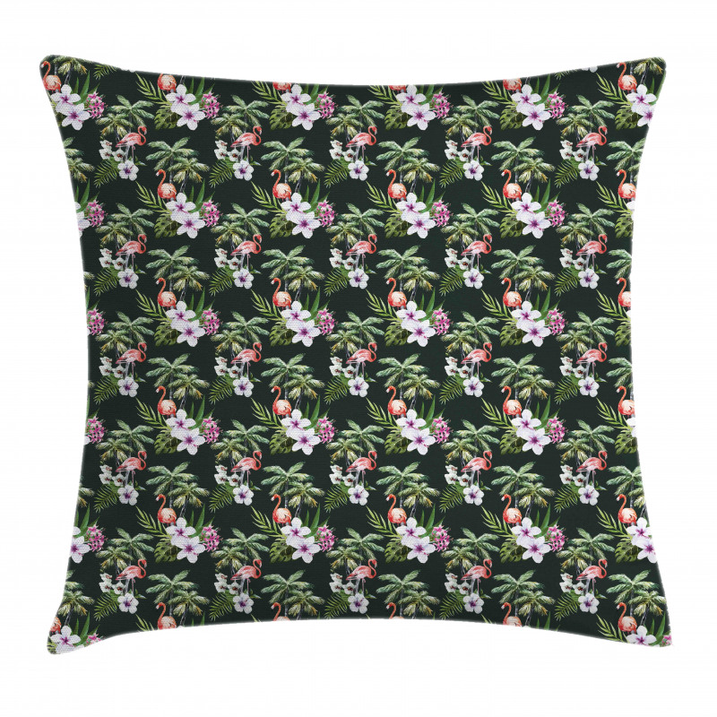 Exotic Flamingo Bouquet Pillow Cover
