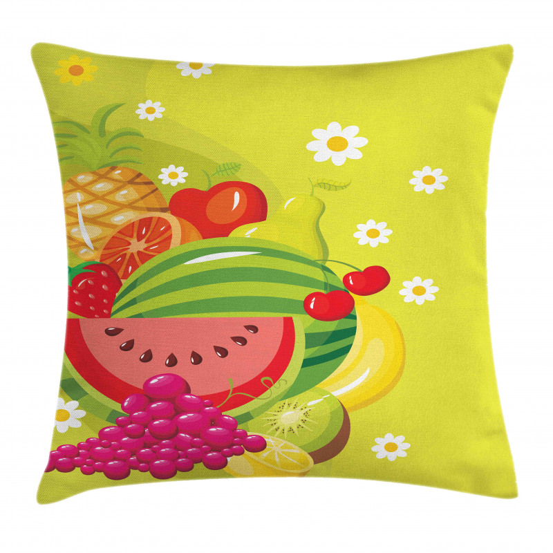 Cartoon Natural Food Daisies Pillow Cover