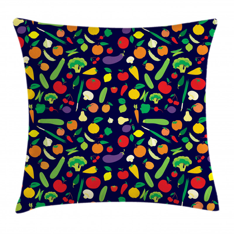 Vegetables and Fruits Cartoon Pillow Cover