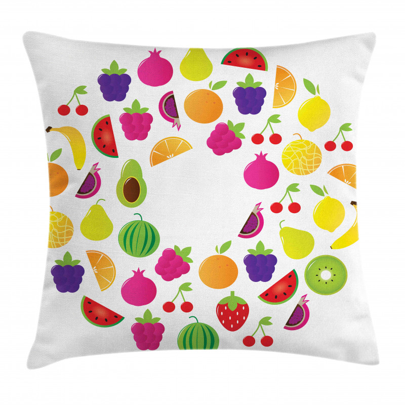 Tasty Circle of Organic Food Pillow Cover