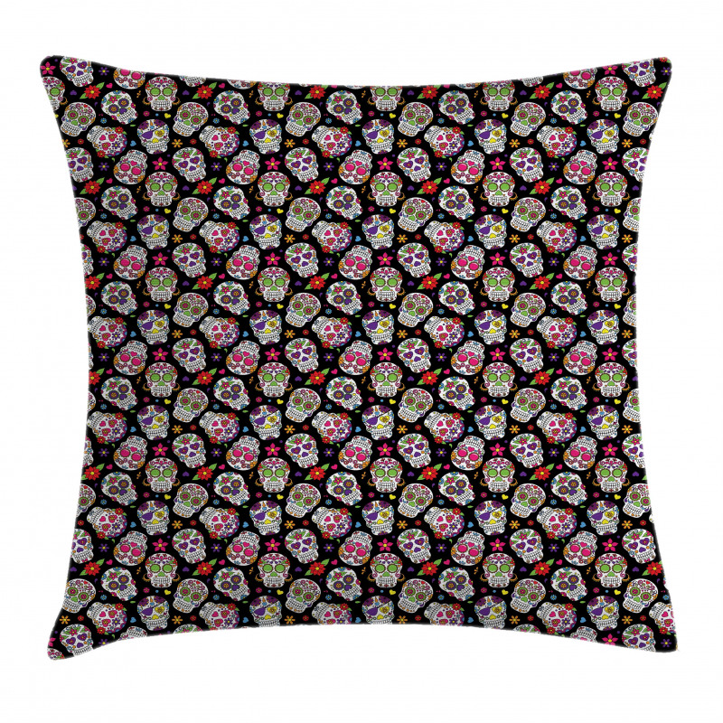 Sugar Skulls Flowers Pillow Cover