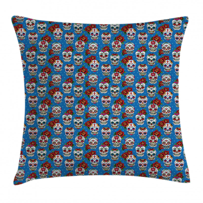 Floral Roses Skulls Pillow Cover