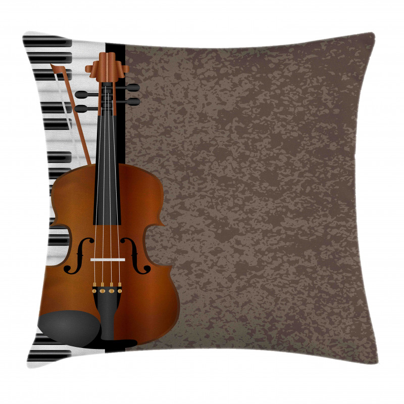 Piano and Violin Grunge Art Pillow Cover