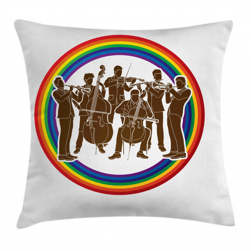 Musicians in Rainbow Circle Pillow Cover
