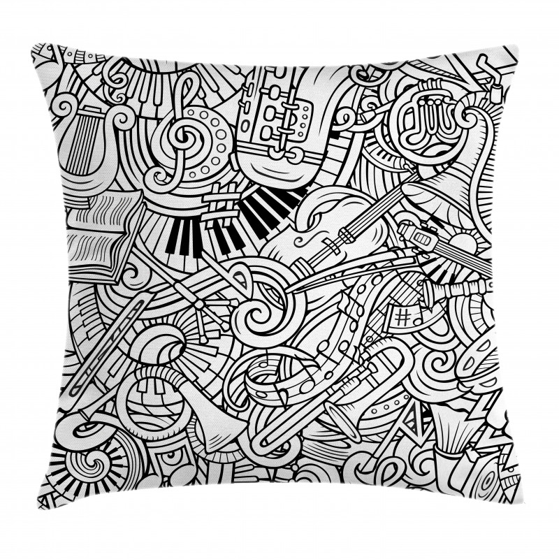 Chaotic Doodle Musical Pillow Cover