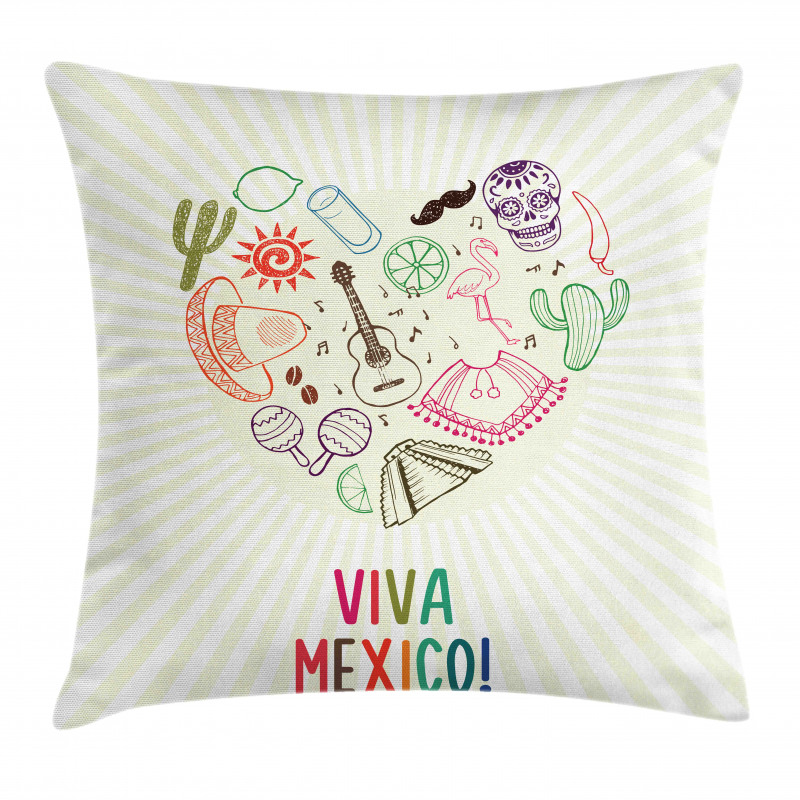 Viva Mexico Folklore Pillow Cover