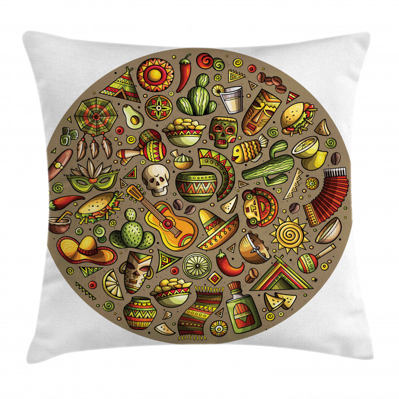 Colorful Doodles in Square Pillow Cover