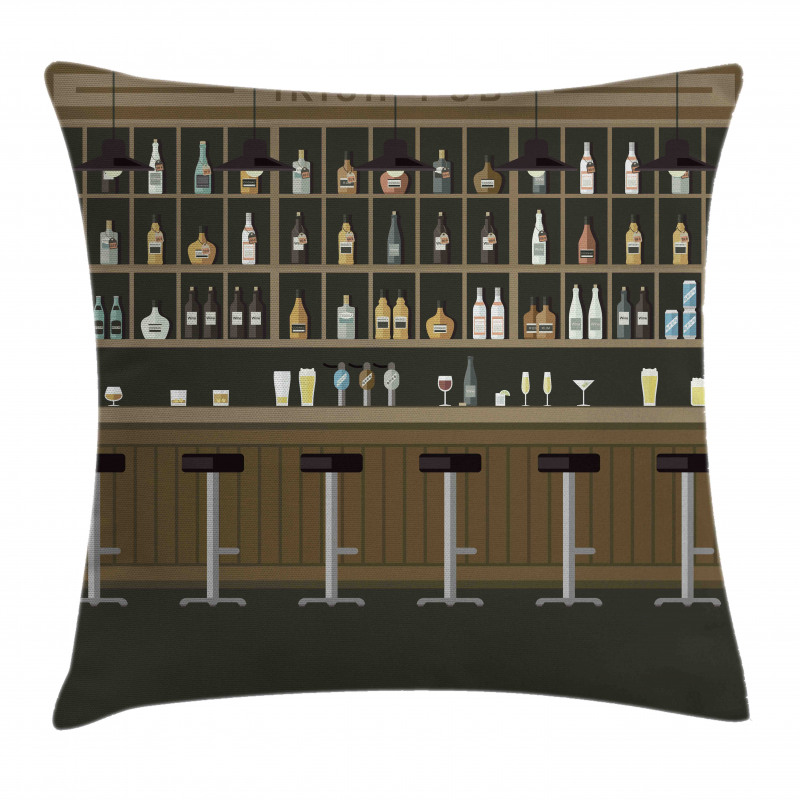 Bar Stools and Bottles Pillow Cover