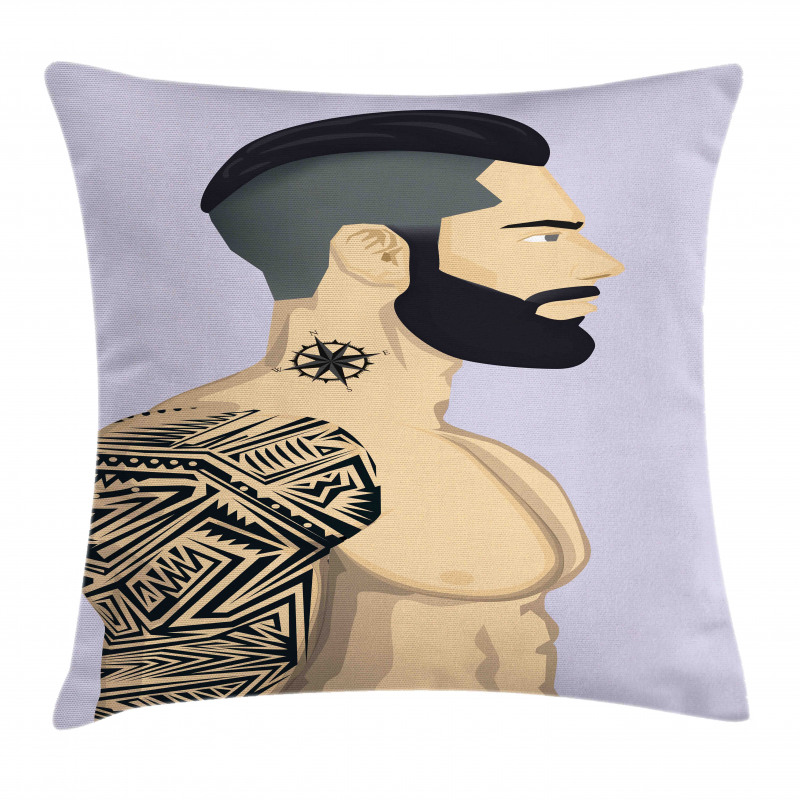 Muscular Boy with Tattoos Pillow Cover