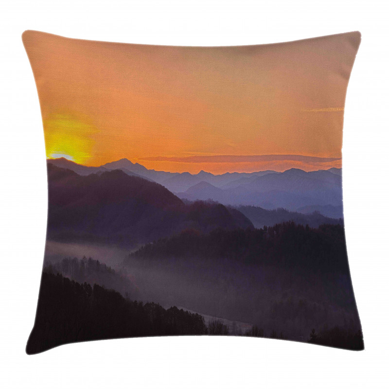 Dawn on Misty Mountains Pillow Cover