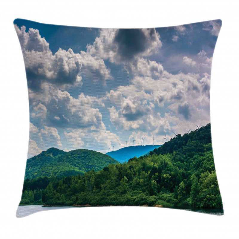 Windmills on Mountain Pillow Cover