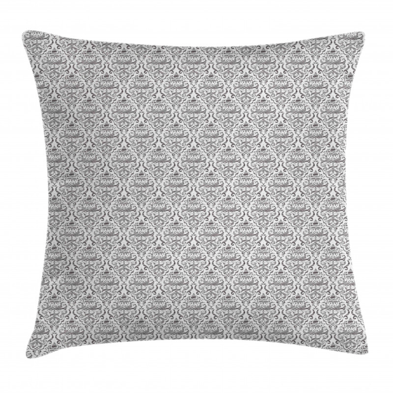 Hatched Curlicue Motif Pillow Cover